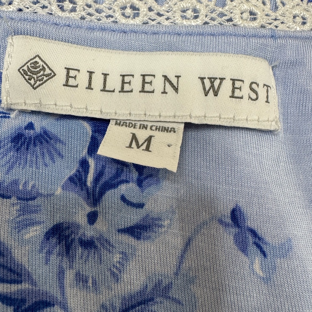Eileen West Pretty Pansies Modal Knit Waltz Nightgown Heirloom Rose Blue Medium - Picture 5 of 12